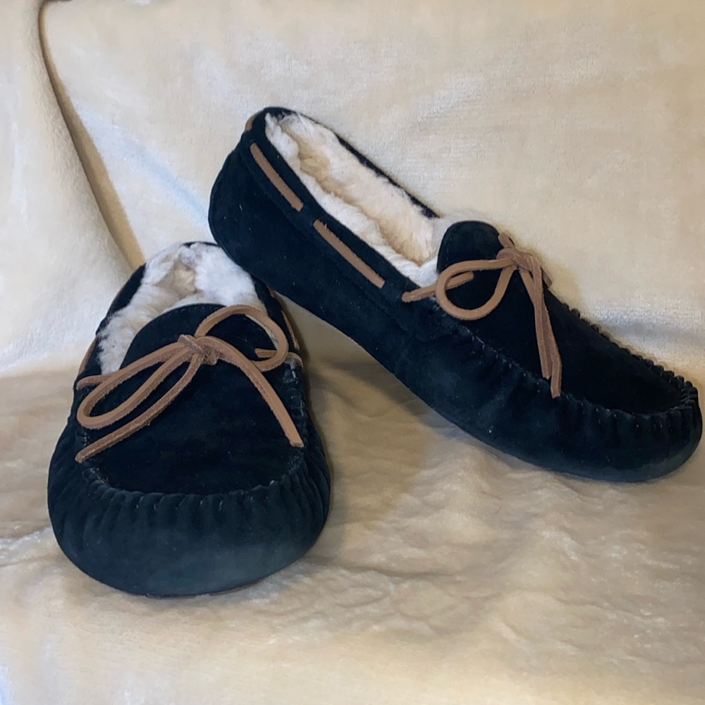 UGG Dakota Slipper-Black Suede Wool Lined Comfort Shoes Women’s 8